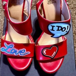 Moschino Love Red 'I DO' Engagement wedges size 39- US Women's 8